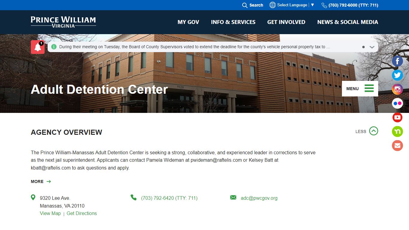 Adult Detention Center - Prince William County Government